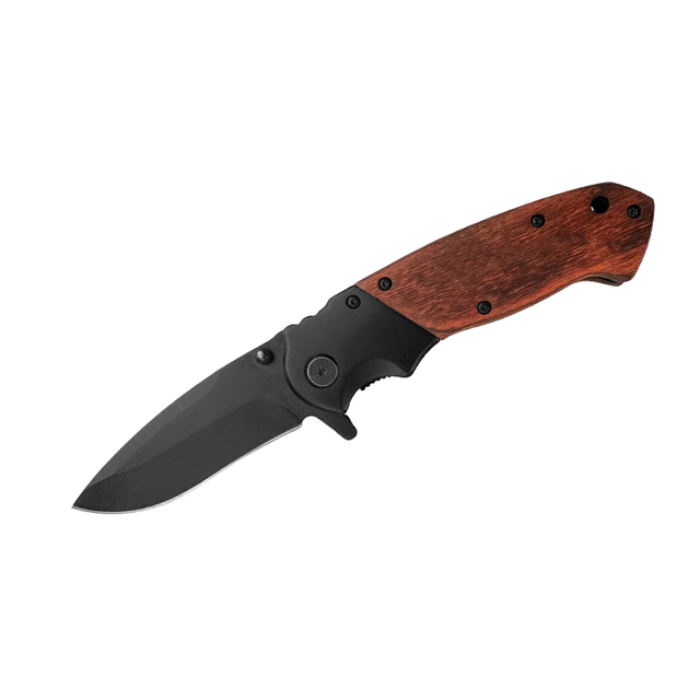 Black Coating Blade Pakka Wood Handle Foldable Knife