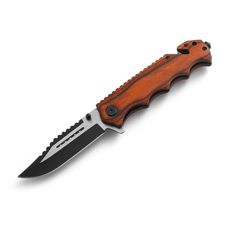 Tactical EDC Wooden Handle Pocket Knife