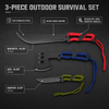 Svega HKS010 3-Piece Outdoor Survival Set - 420 Steel Machete, Tactical Axe, Fixed Blade Hunter Knife with Parachute Cord Wrapped Handles