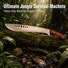 Professional Outdoor Survival Machete Fixed Blade Knife with Wooden Handle & Blade Cutouts