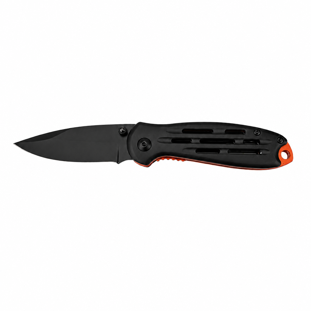 Svega Tactical Folding Knife - 3Cr13 Stainless Steel Blade, Ventilated G10 Handle with Orange Liner, EDC Pocket Knife with Nylon Sheath