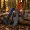Svega HKS010 3-Piece Outdoor Survival Set - 420 Steel Machete, Tactical Axe, Fixed Blade Hunter Knife with Parachute Cord Wrapped Handles