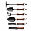 Svega Premium 6-Piece Garden Tool Set with Walnut Wood Handles & Leather Lanyards