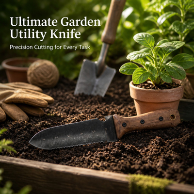 Hori-hori knife in action in the garden field