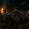 Svega Tactical Folding Knife - 3Cr13 Stainless Steel Blade, Ventilated G10 Handle with Orange Liner, EDC Pocket Knife with Nylon Sheath