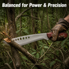 Professional Outdoor Survival Machete Fixed Blade Knife with Wooden Handle & Blade Cutouts