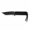 Tactical Paracord Wrapped Fixed Blade Knife with Tanto Blade & Serrated Edge