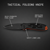 Svega Tactical Folding Knife - 3Cr13 Stainless Steel Blade, Ventilated G10 Handle with Orange Liner, EDC Pocket Knife with Nylon Sheath