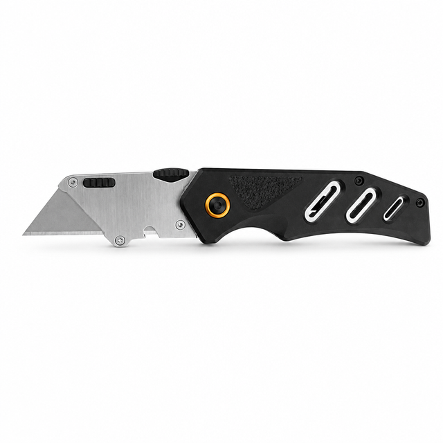 Svega 1205 Professional Folding Utility Knife - SK5 High-Carbon Steel Blade, Aluminum Handle with Pocket Clip