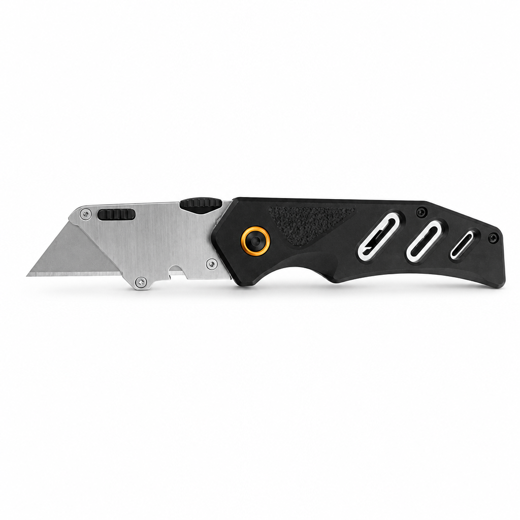 Svega 1205 Professional Folding Utility Knife - SK5 High-Carbon Steel Blade, Aluminum Handle with Pocket Clip