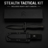 Professional Black Tactical Fixed Blade Knife with 3Cr13 Steel & Ridged PP Handle