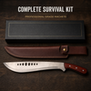 Professional Outdoor Survival Machete Fixed Blade Knife with Wooden Handle & Blade Cutouts