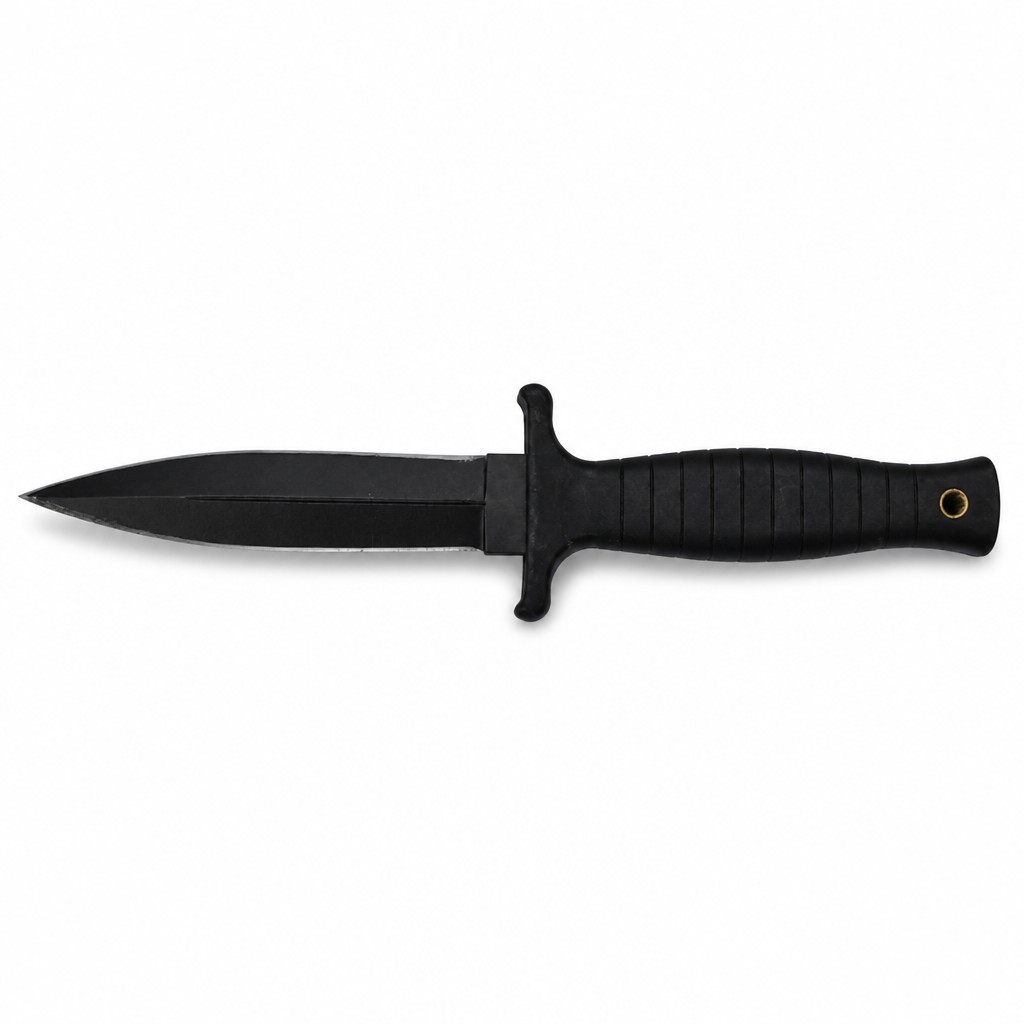 Professional Black Tactical Fixed Blade Knife with 3Cr13 Steel & Ridged PP Handle