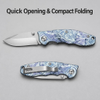 Blue Camo Pattern Folding Pocket Knife