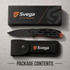 Svega Tactical Folding Knife - 3Cr13 Stainless Steel Blade, Ventilated G10 Handle with Orange Liner, EDC Pocket Knife with Nylon Sheath