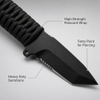 Tactical Paracord Wrapped Fixed Blade Knife with Tanto Blade & Serrated Edge